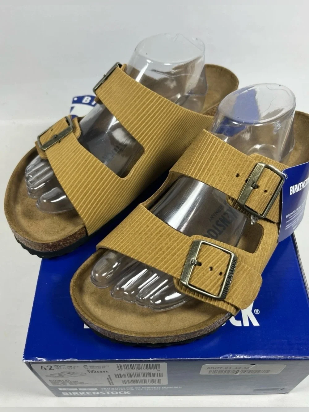 Birkenstock 💅 Arizona Corduroy Suede Cork Embossed Brown Sandals 6 6.5 37 42 - Picture 4 of 8